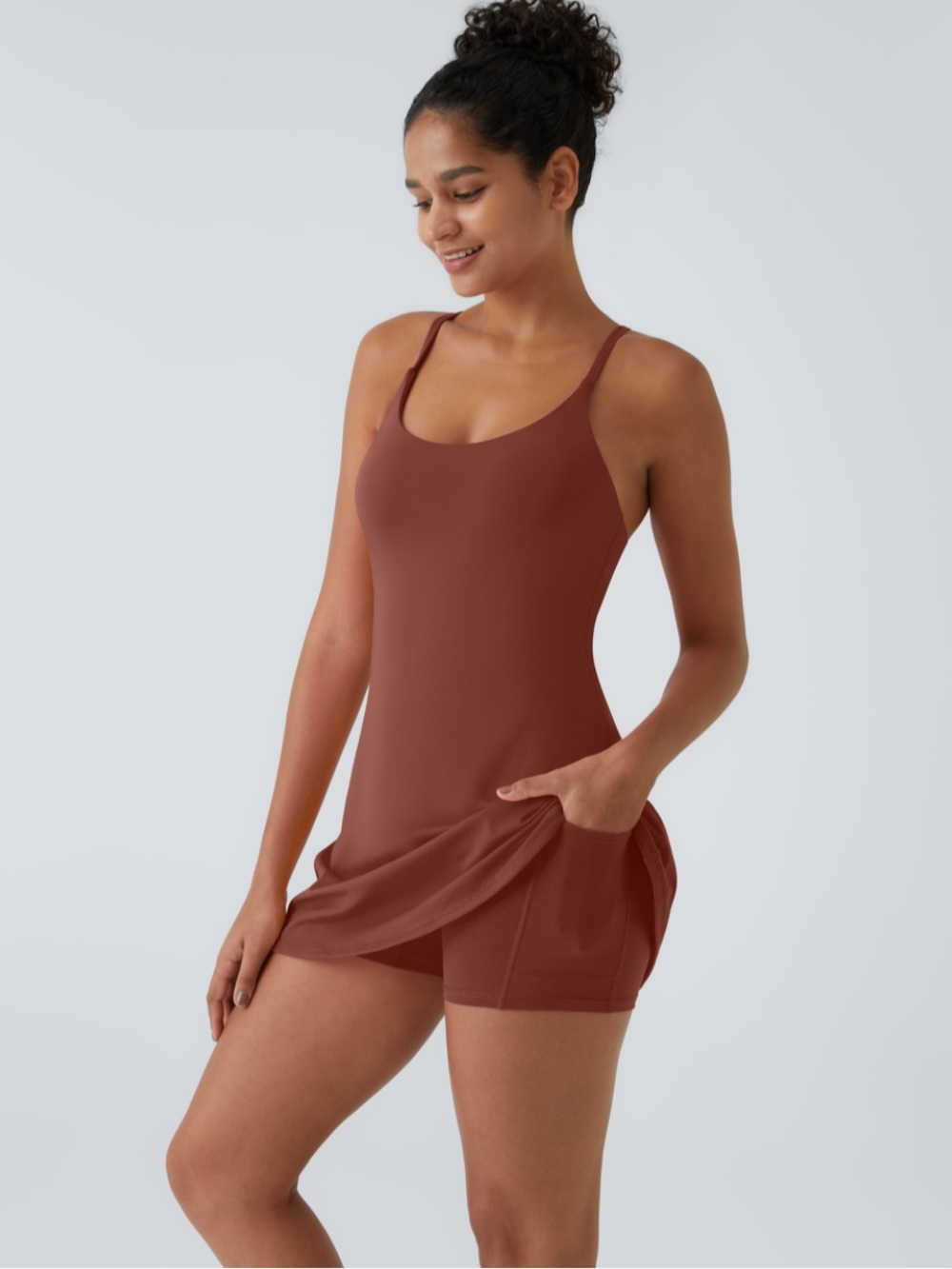 NWT Halara Softlyzer Plush Backless Active Dress Edit in Sequoia